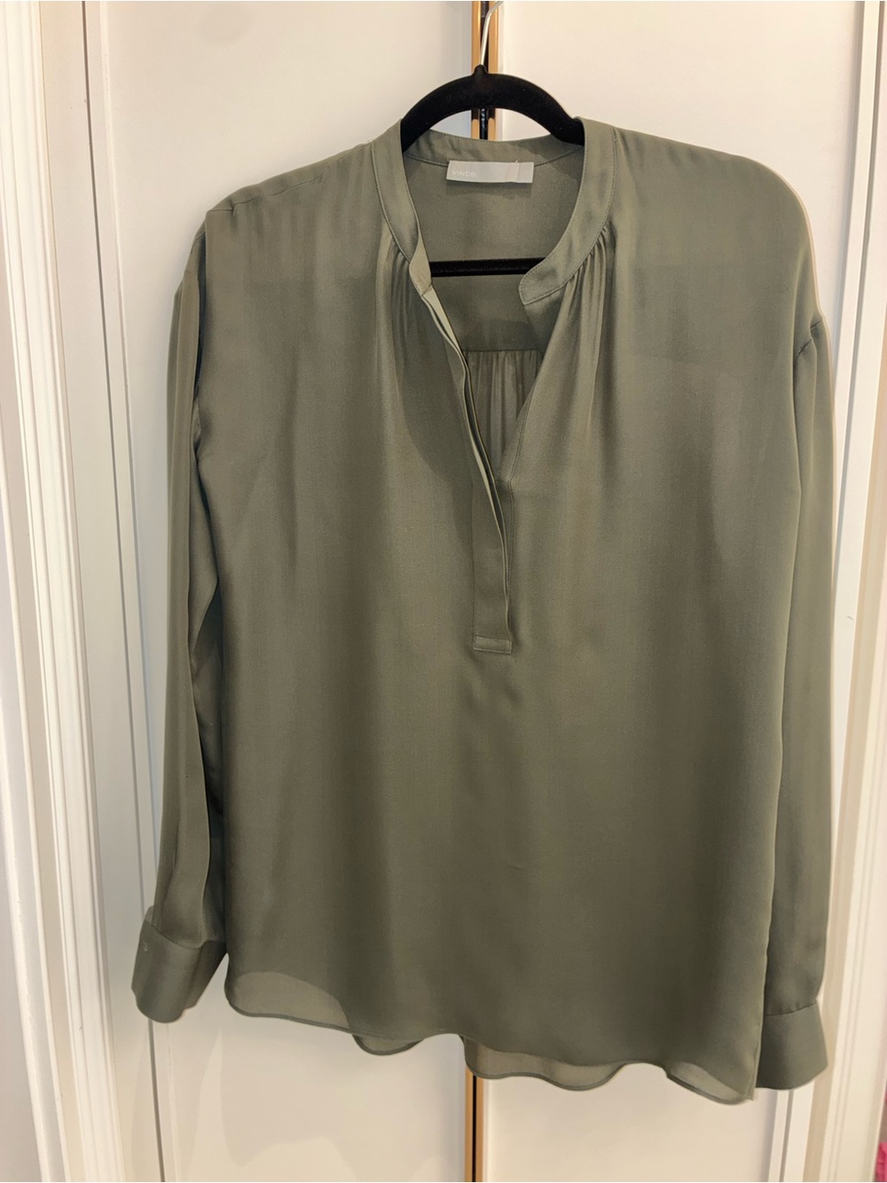 Vince Olive Green Long-Sleeve Blouse